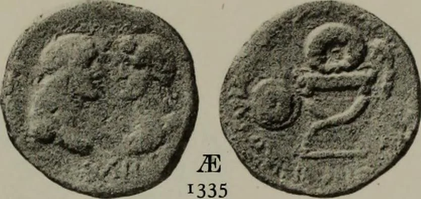 An illustration from Numismata graeca; Greek coin-types, classified for immediate identification, 1910, leaf 218