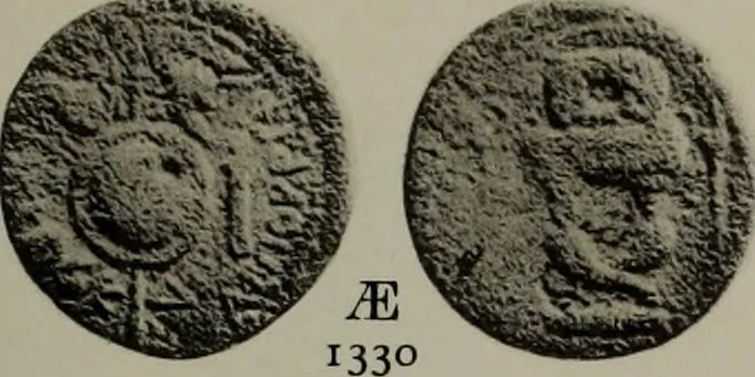 An illustration from Numismata graeca; Greek coin-types, classified for immediate identification, 1910, leaf 218