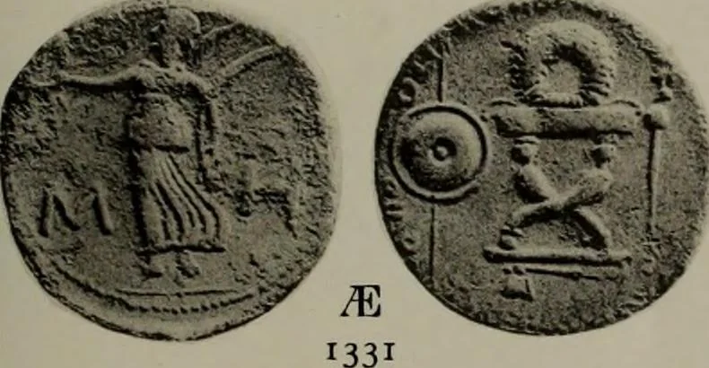 An illustration from Numismata graeca; Greek coin-types, classified for immediate identification, 1910, leaf 218