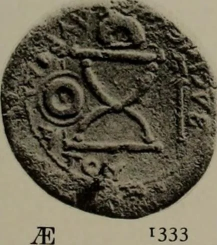 An illustration from Numismata graeca; Greek coin-types, classified for immediate identification, 1910, leaf 218
