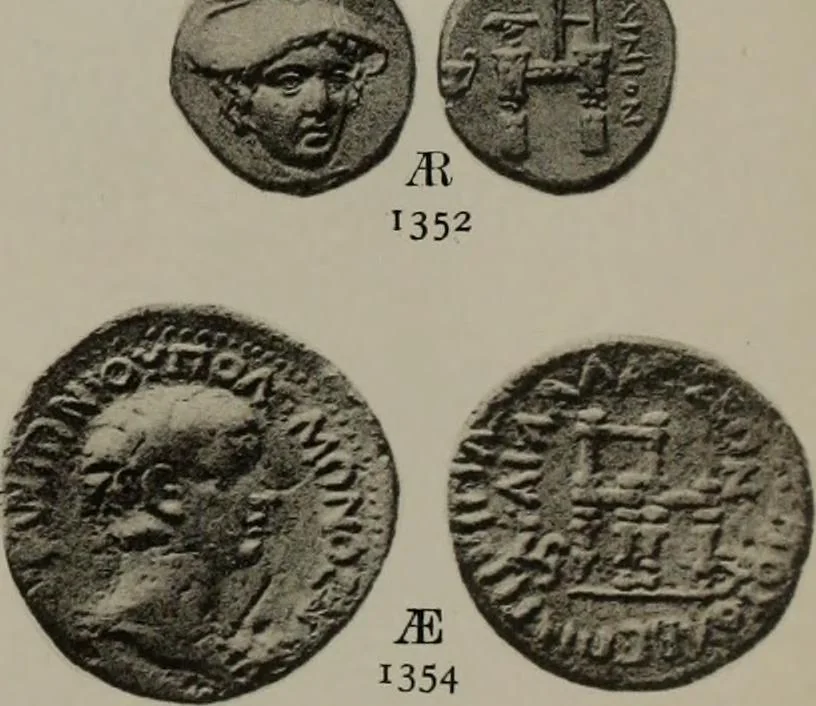 An illustration from Numismata graeca; Greek coin-types, classified for immediate identification, 1910, leaf 218