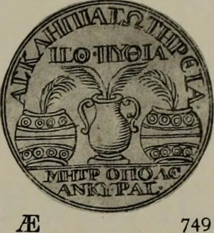 An illustration from Numismata graeca; Greek coin-types, classified for immediate identification, 1910, leaf 220