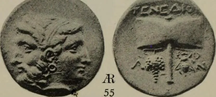 An illustration from Numismata graeca; Greek coin-types, classified for immediate identification, 1910, leaf 358