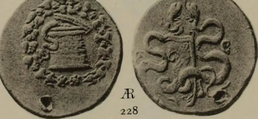An illustration from Numismata graeca; Greek coin-types, classified for immediate identification, 1910, leaf 364