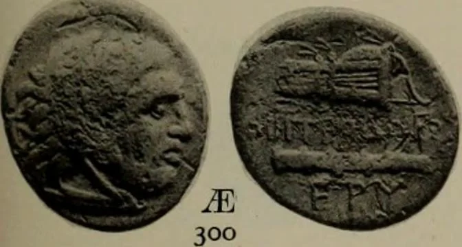 An illustration from Numismata graeca; Greek coin-types, classified for immediate identification, 1910, leaf 368