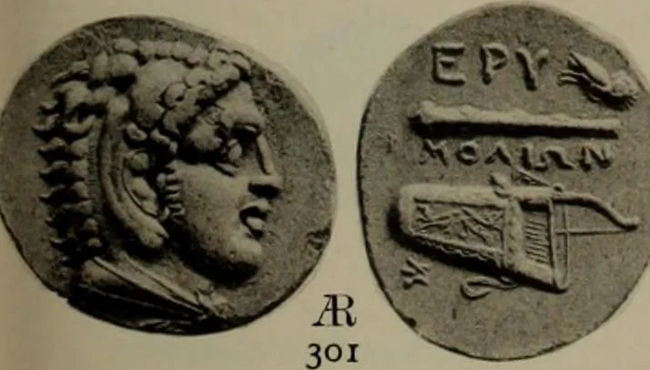 An illustration from Numismata graeca; Greek coin-types, classified for immediate identification, 1910, leaf 368
