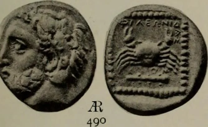 An illustration from Numismata graeca; Greek coin-types, classified for immediate identification, 1910, leaf 372