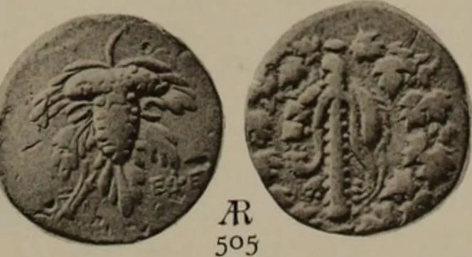 An illustration from Numismata graeca; Greek coin-types, classified for immediate identification, 1910, leaf 372