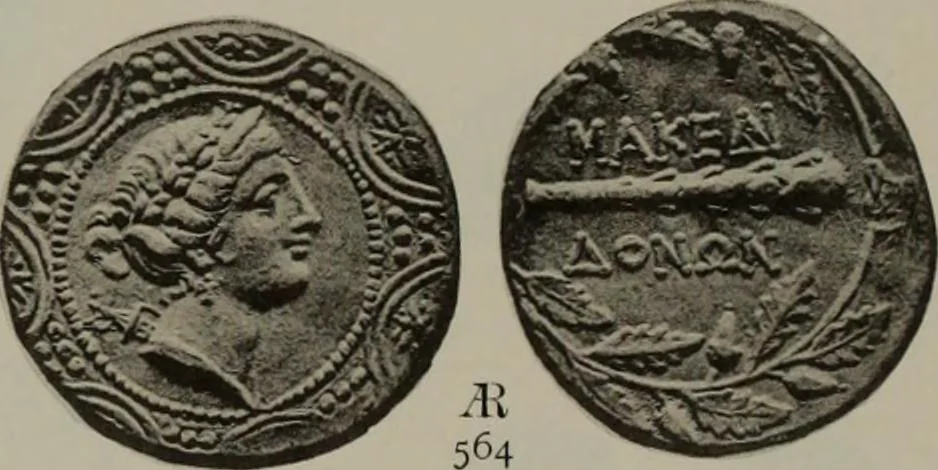 An illustration from Numismata graeca; Greek coin-types, classified for immediate identification, 1910, leaf 374