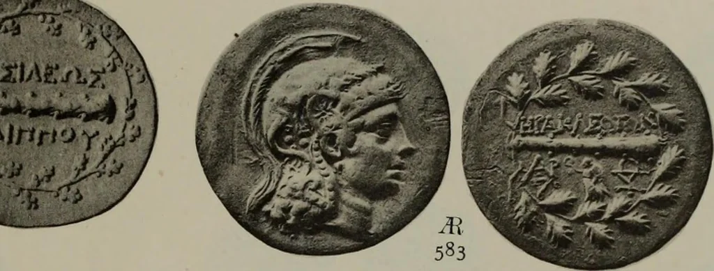 An illustration from Numismata graeca; Greek coin-types, classified for immediate identification, 1910, leaf 376
