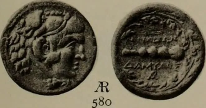 An illustration from Numismata graeca; Greek coin-types, classified for immediate identification, 1910, leaf 376
