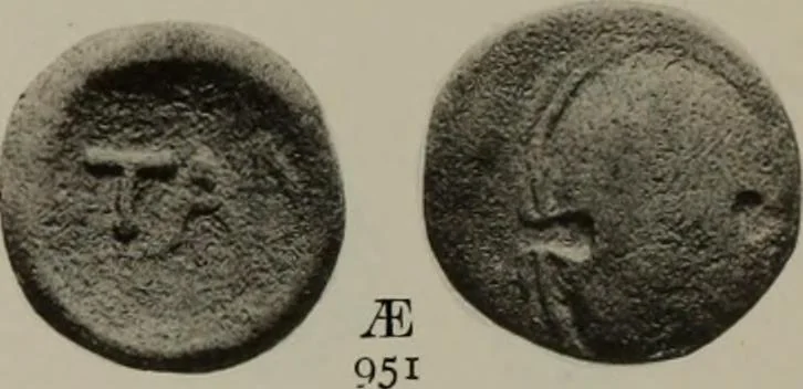 An illustration from Numismata graeca; Greek coin-types, classified for immediate identification, 1910, leaf 390