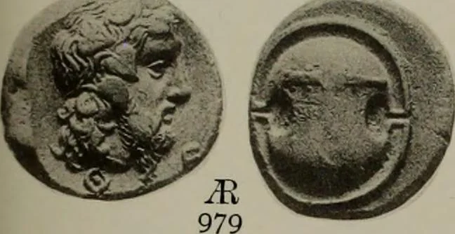 An illustration from Numismata graeca; Greek coin-types, classified for immediate identification, 1910, leaf 394