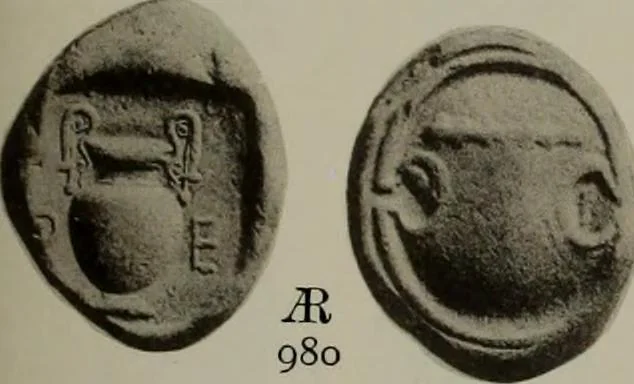 An illustration from Numismata graeca; Greek coin-types, classified for immediate identification, 1910, leaf 394