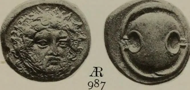 An illustration from Numismata graeca; Greek coin-types, classified for immediate identification, 1910, leaf 394
