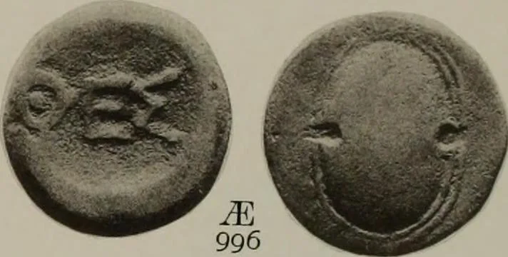 An illustration from Numismata graeca; Greek coin-types, classified for immediate identification, 1910, leaf 394
