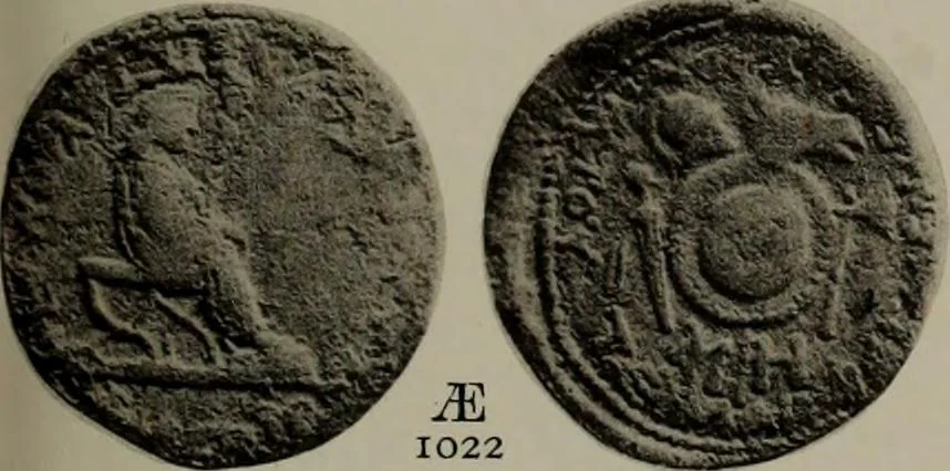An illustration from Numismata graeca; Greek coin-types, classified for immediate identification, 1910, leaf 396