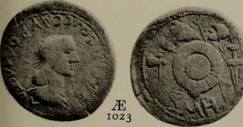 An illustration from Numismata graeca; Greek coin-types, classified for immediate identification, 1910, leaf 396