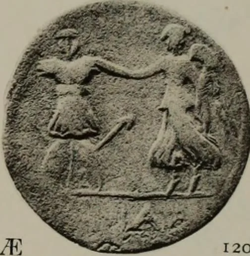 An illustration from Numismata graeca; Greek coin-types, classified for immediate identification, 1910, leaf 402