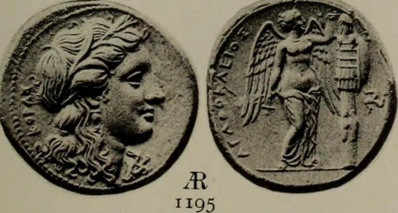 An illustration from Numismata graeca; Greek coin-types, classified for immediate identification, 1910, leaf 402
