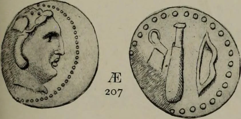 An illustration from Numismata graeca; Greek coin-types, classified for immediate identification, 1910, leaf 404