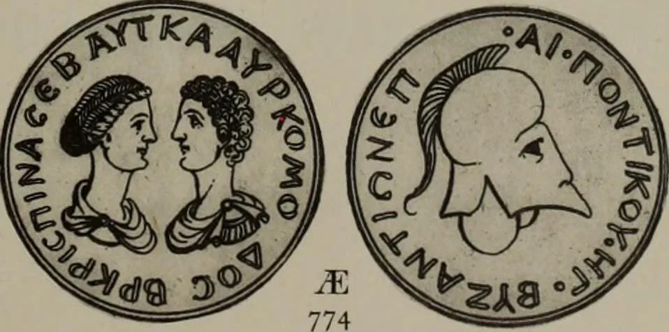 An illustration from Numismata graeca; Greek coin-types, classified for immediate identification, 1910, leaf 404