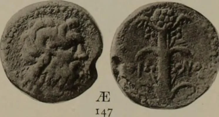 An illustration from Numismata graeca; Greek coin-types, classified for immediate identification, 1910, leaf 584