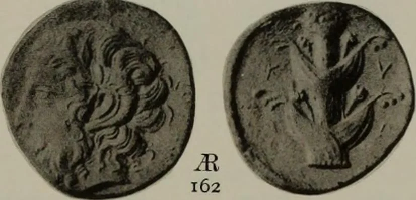 An illustration from Numismata graeca; Greek coin-types, classified for immediate identification, 1910, leaf 586