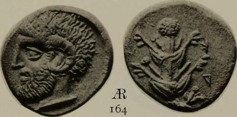An illustration from Numismata graeca; Greek coin-types, classified for immediate identification, 1910, leaf 586