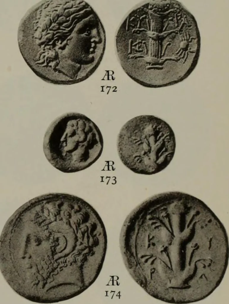 An illustration from Numismata graeca; Greek coin-types, classified for immediate identification, 1910, leaf 586