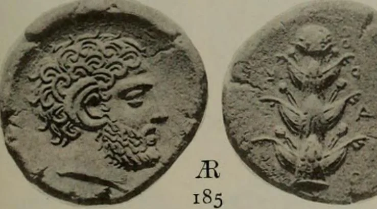 An illustration from Numismata graeca; Greek coin-types, classified for immediate identification, 1910, leaf 588