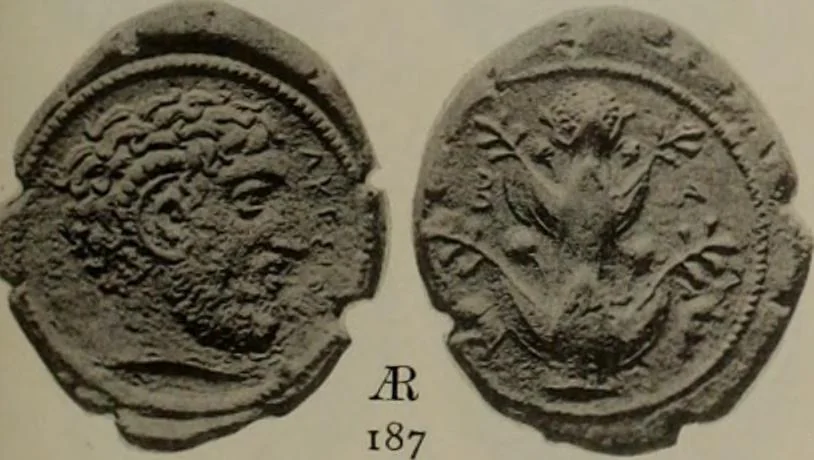 An illustration from Numismata graeca; Greek coin-types, classified for immediate identification, 1910, leaf 588