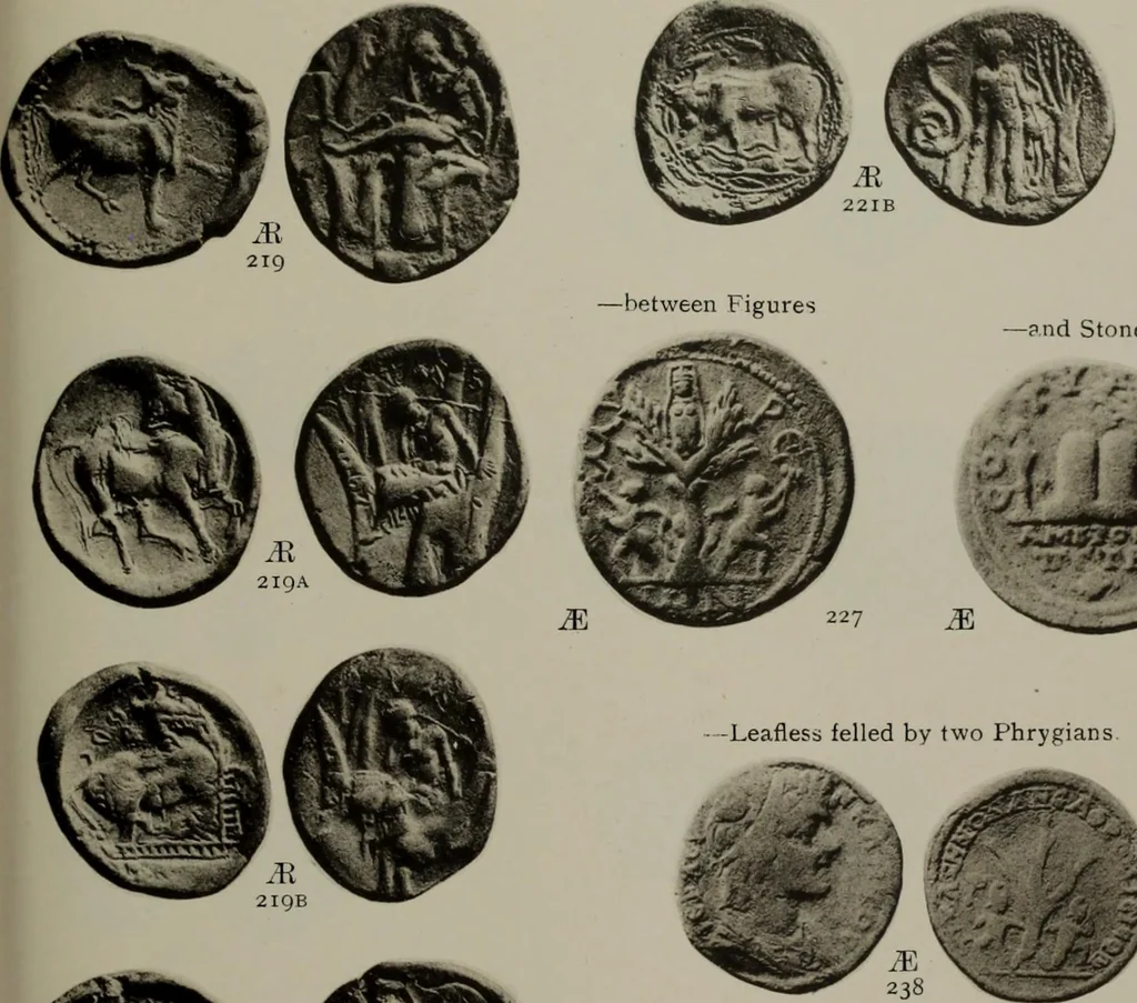 An illustration from Numismata graeca; Greek coin-types, classified for immediate identification, 1910, leaf 590