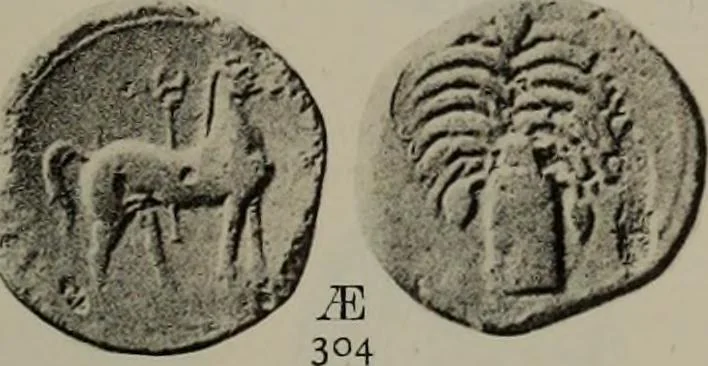 An illustration from Numismata graeca; Greek coin-types, classified for immediate identification, 1910, leaf 594