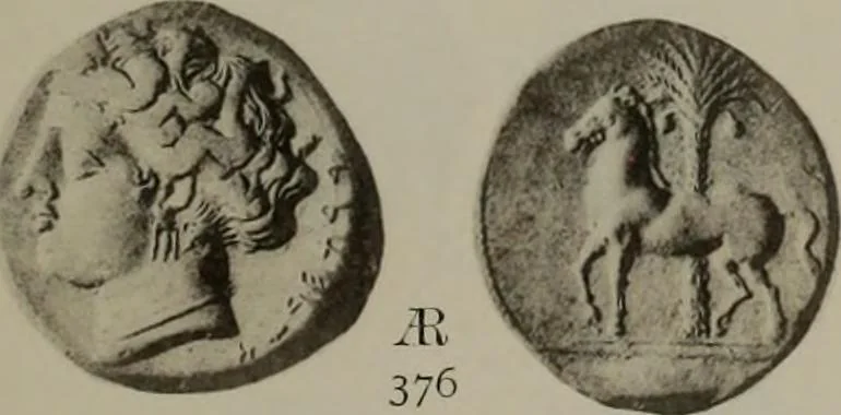An illustration from Numismata graeca; Greek coin-types, classified for immediate identification, 1910, leaf 596