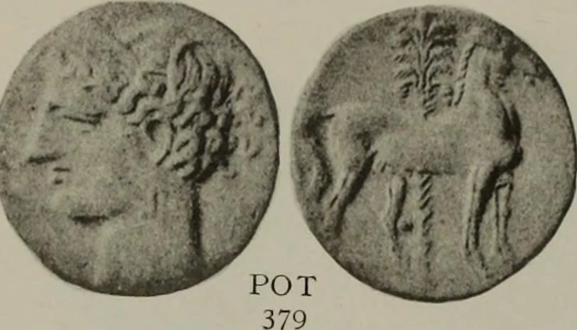 An illustration from Numismata graeca; Greek coin-types, classified for immediate identification, 1910, leaf 596