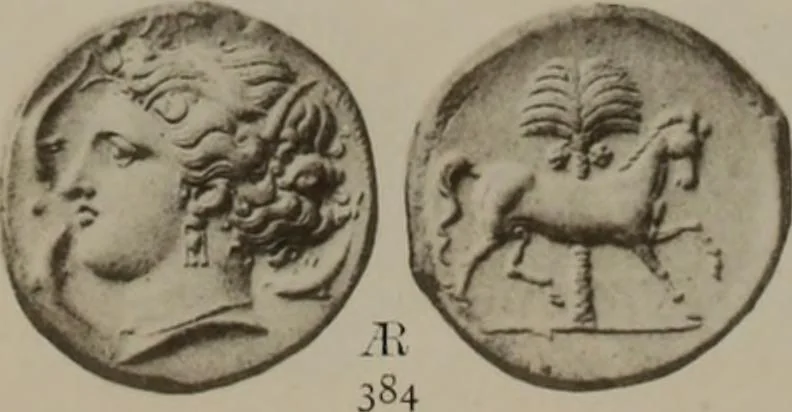 An illustration from Numismata graeca; Greek coin-types, classified for immediate identification, 1910, leaf 596