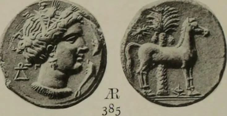 An illustration from Numismata graeca; Greek coin-types, classified for immediate identification, 1910, leaf 596