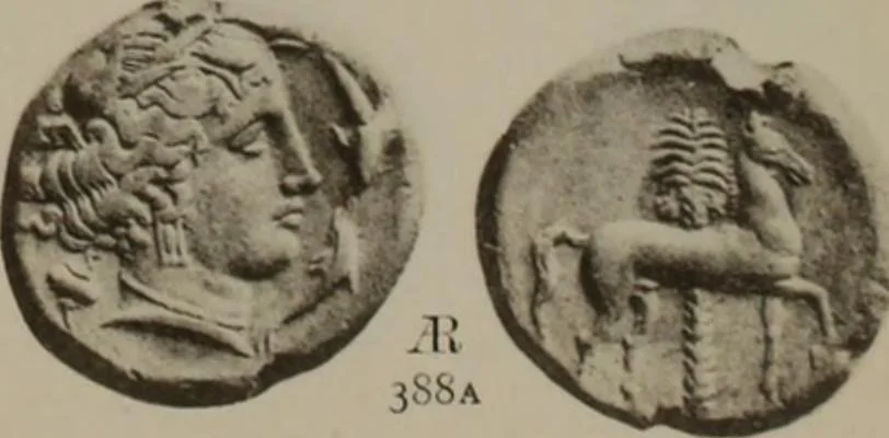 An illustration from Numismata graeca; Greek coin-types, classified for immediate identification, 1910, leaf 596