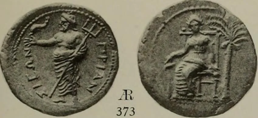 An illustration from Numismata graeca; Greek coin-types, classified for immediate identification, 1910, leaf 596