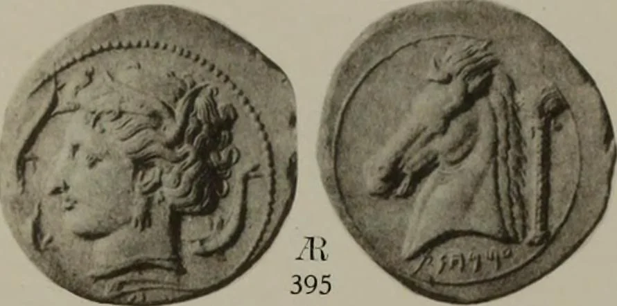 An illustration from Numismata graeca; Greek coin-types, classified for immediate identification, 1910, leaf 598