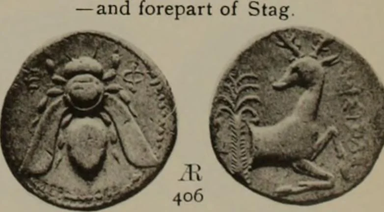 An illustration from Numismata graeca; Greek coin-types, classified for immediate identification, 1910, leaf 598