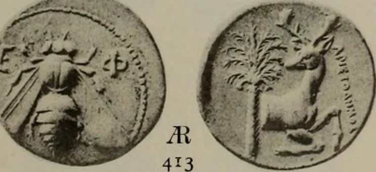 An illustration from Numismata graeca; Greek coin-types, classified for immediate identification, 1910, leaf 600