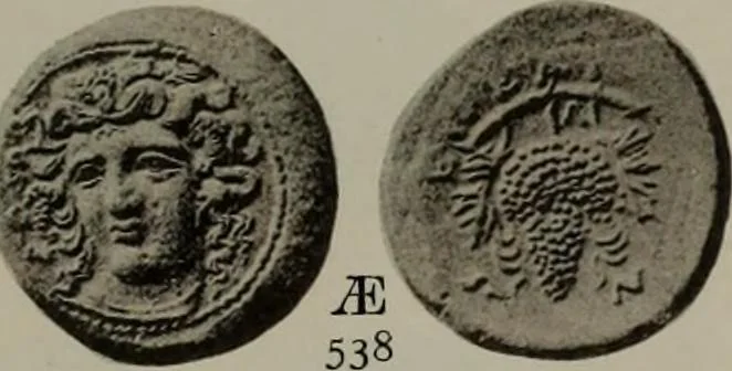 An illustration from Numismata graeca; Greek coin-types, classified for immediate identification, 1910, leaf 604