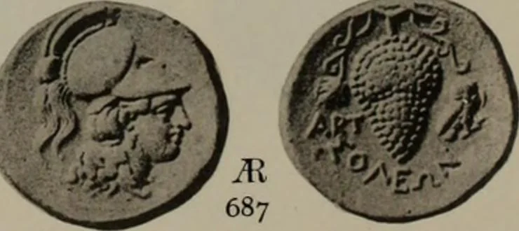 An illustration from Numismata graeca; Greek coin-types, classified for immediate identification, 1910, leaf 608