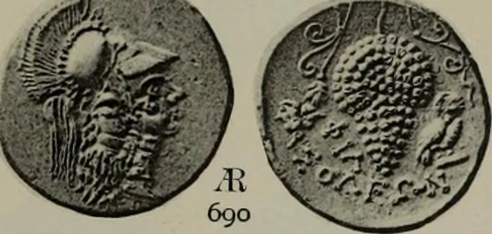 An illustration from Numismata graeca; Greek coin-types, classified for immediate identification, 1910, leaf 610