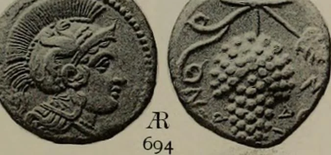 An illustration from Numismata graeca; Greek coin-types, classified for immediate identification, 1910, leaf 610
