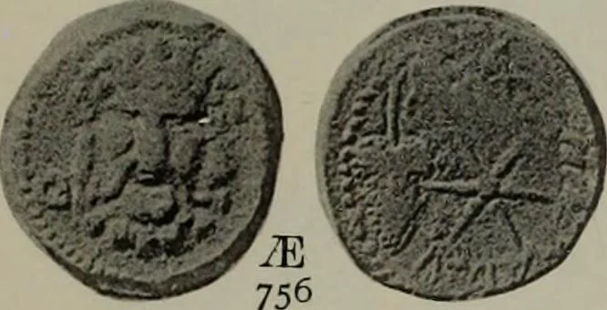An illustration from Numismata graeca; Greek coin-types, classified for immediate identification, 1910, leaf 612
