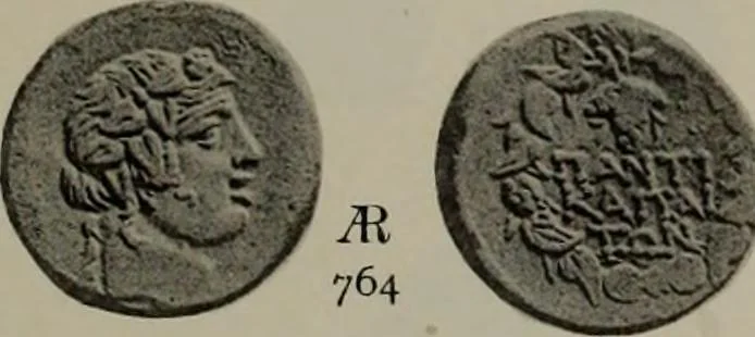 An illustration from Numismata graeca; Greek coin-types, classified for immediate identification, 1910, leaf 612