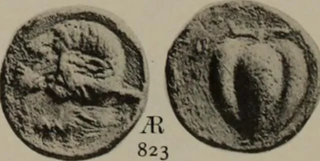 An illustration from Numismata graeca; Greek coin-types, classified for immediate identification, 1910, leaf 612